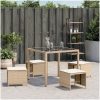 Trädgårdspallar med dynor 4 st beige 40x40x35 cm konstrotting vidaXL – miniatyr 4