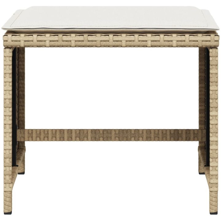 Trädgårdspallar med dynor 4 st beige 40x40x35 cm konstrotting vidaXL – bild 5