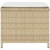 Trädgårdspallar med dynor 4 st beige 40x40x35 cm konstrotting vidaXL – miniatyr 6