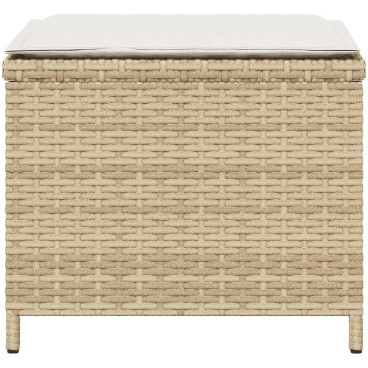 Trädgårdspallar med dynor 4 st beige 40x40x35 cm konstrotting vidaXL – bild 6
