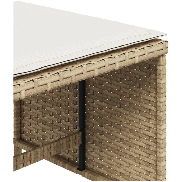 Trädgårdspallar med dynor 4 st beige 40x40x35 cm konstrotting vidaXL – bild 9