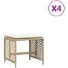 Trädgårdspallar med dynor 4 st beige 41x41x36 cm konstrotting vidaXL – miniatyr 2