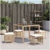 Trädgårdspallar med dynor 4 st beige 41x41x36 cm konstrotting vidaXL – miniatyr 3