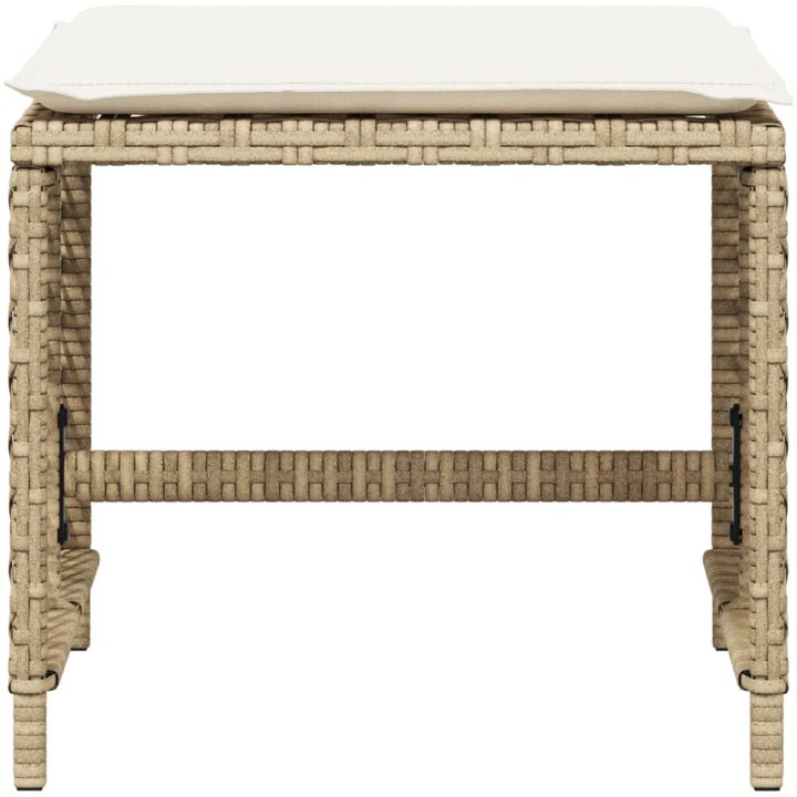 Trädgårdspallar med dynor 4 st beige 41x41x36 cm konstrotting vidaXL – bild 5