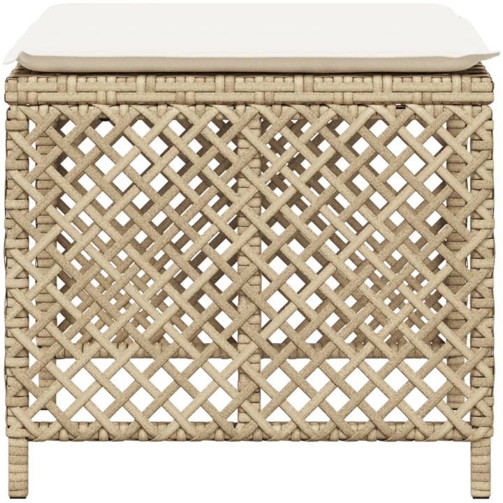 Trädgårdspallar med dynor 4 st beige 41x41x36 cm konstrotting vidaXL – bild 6