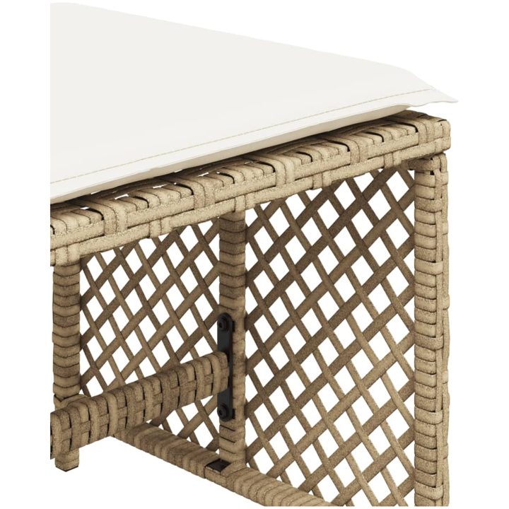 Trädgårdspallar med dynor 4 st beige 41x41x36 cm konstrotting vidaXL – bild 9
