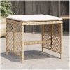 Trädgårdspallar med dynor 4 st beige 41x41x36 cm konstrotting vidaXL – miniatyr 1
