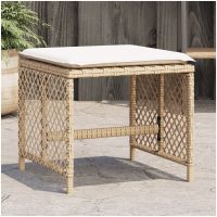 Trädgårdspallar med dynor 4 st beige 41x41x36 cm konstrotting vidaXL