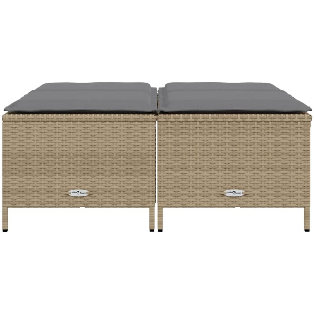 Trädgårdspallar med dynor 4 st beige konstrotting vidaXL – bild 3