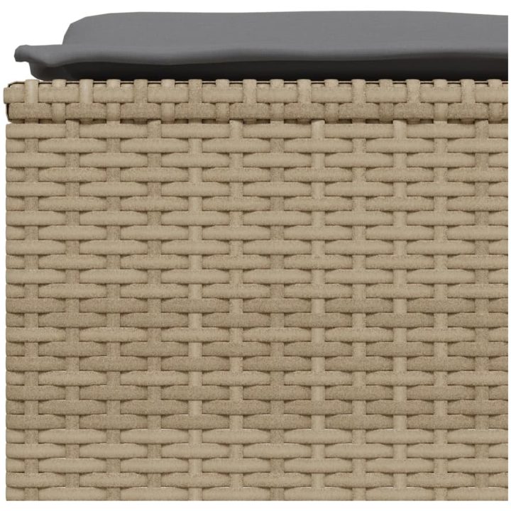 Trädgårdspallar med dynor 4 st beige konstrotting vidaXL – bild 6