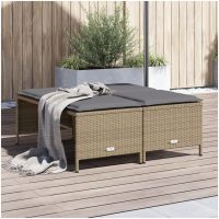 Trädgårdspallar med dynor 4 st beige konstrotting vidaXL