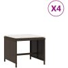 Trädgårdspallar med dynor 4 st brun 40x40x35 cm konstrotting vidaXL – miniatyr 2
