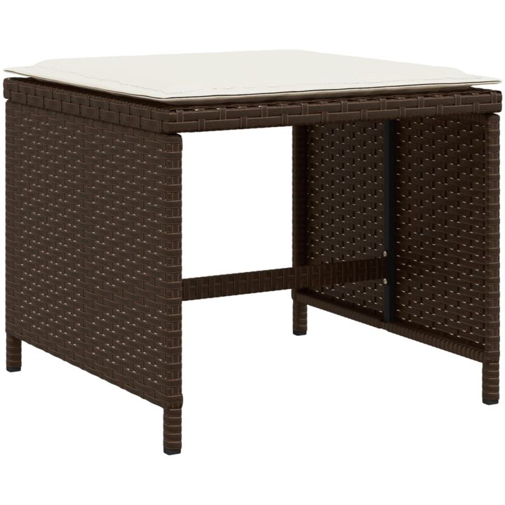 Trädgårdspallar med dynor 4 st brun 40x40x35 cm konstrotting vidaXL – bild 3