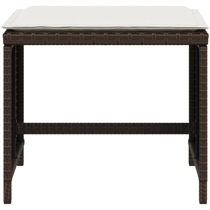 Trädgårdspallar med dynor 4 st brun 40x40x35 cm konstrotting vidaXL – bild 5