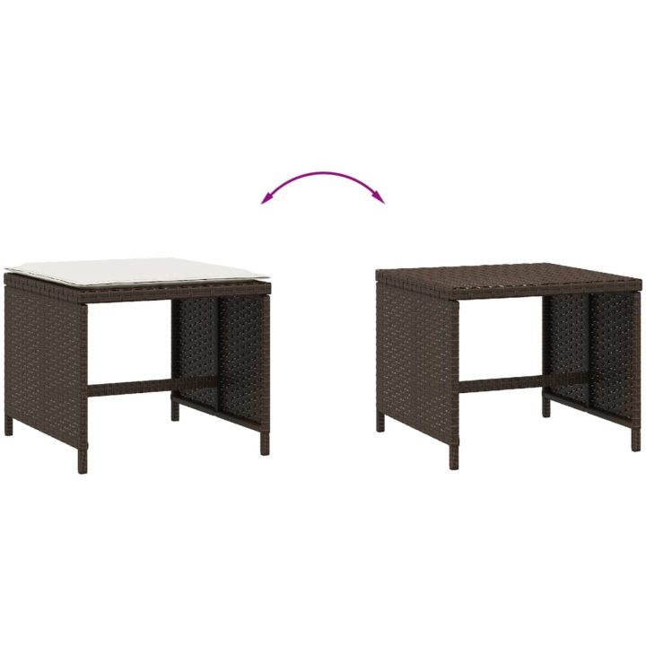 Trädgårdspallar med dynor 4 st brun 40x40x35 cm konstrotting vidaXL – bild 7