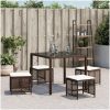 Trädgårdspallar med dynor 4 st brun 41x41x36 cm konstrotting vidaXL – miniatyr 3
