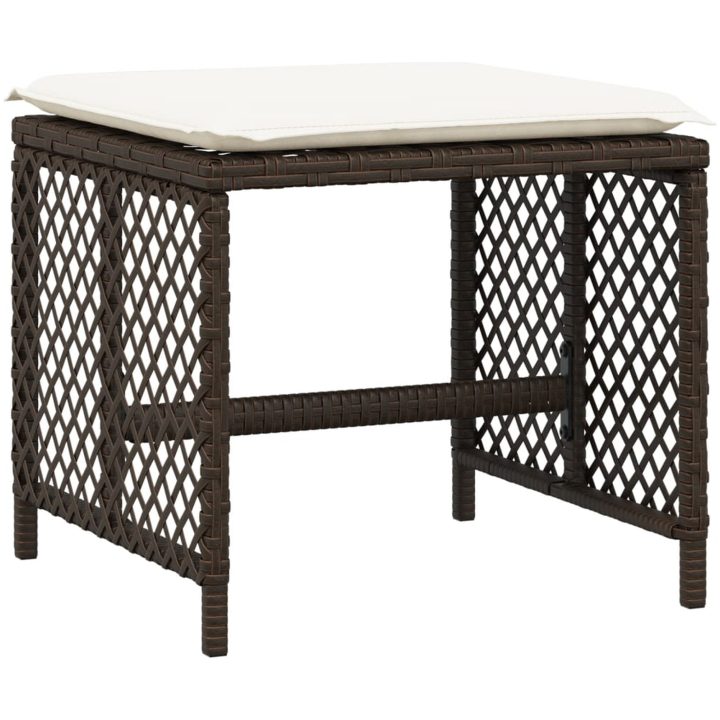 Trädgårdspallar med dynor 4 st brun 41x41x36 cm konstrotting vidaXL – bild 4