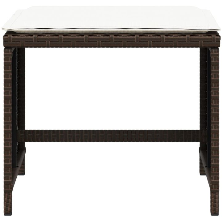 Trädgårdspallar med dynor 4 st brun 41x41x36 cm konstrotting vidaXL – bild 5