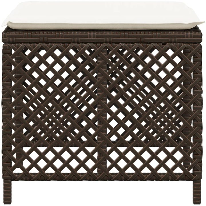 Trädgårdspallar med dynor 4 st brun 41x41x36 cm konstrotting vidaXL – bild 6