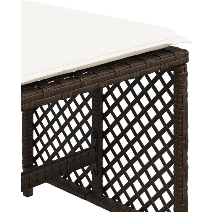 Trädgårdspallar med dynor 4 st brun 41x41x36 cm konstrotting vidaXL – bild 9