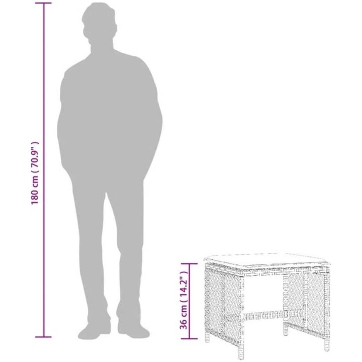Trädgårdspallar med dynor 4 st brun 41x41x36 cm konstrotting vidaXL – bild 10