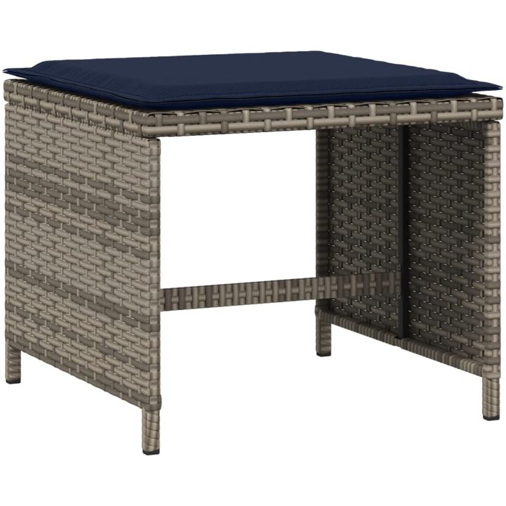 Trädgårdspallar med dynor 4 st grå 40x40x35 cm konstrotting vidaXL – bild 3