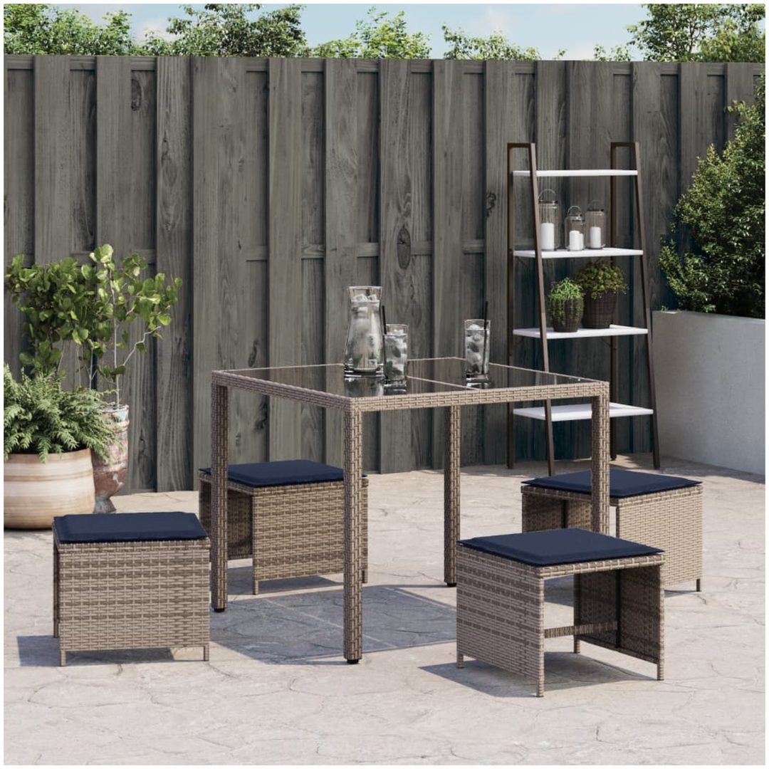 Trädgårdspallar med dynor 4 st grå 40x40x35 cm konstrotting vidaXL – bild 4