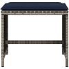 Trädgårdspallar med dynor 4 st grå 40x40x35 cm konstrotting vidaXL – miniatyr 5