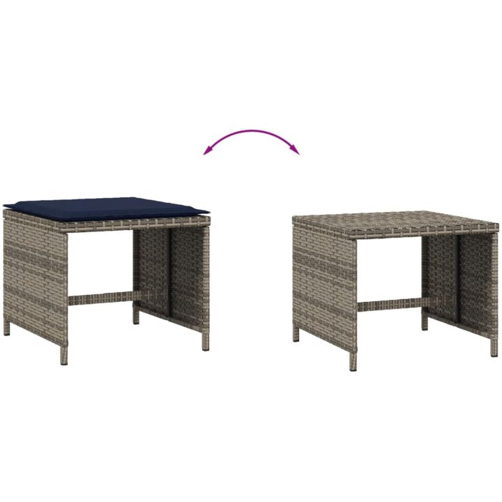 Trädgårdspallar med dynor 4 st grå 40x40x35 cm konstrotting vidaXL – bild 7
