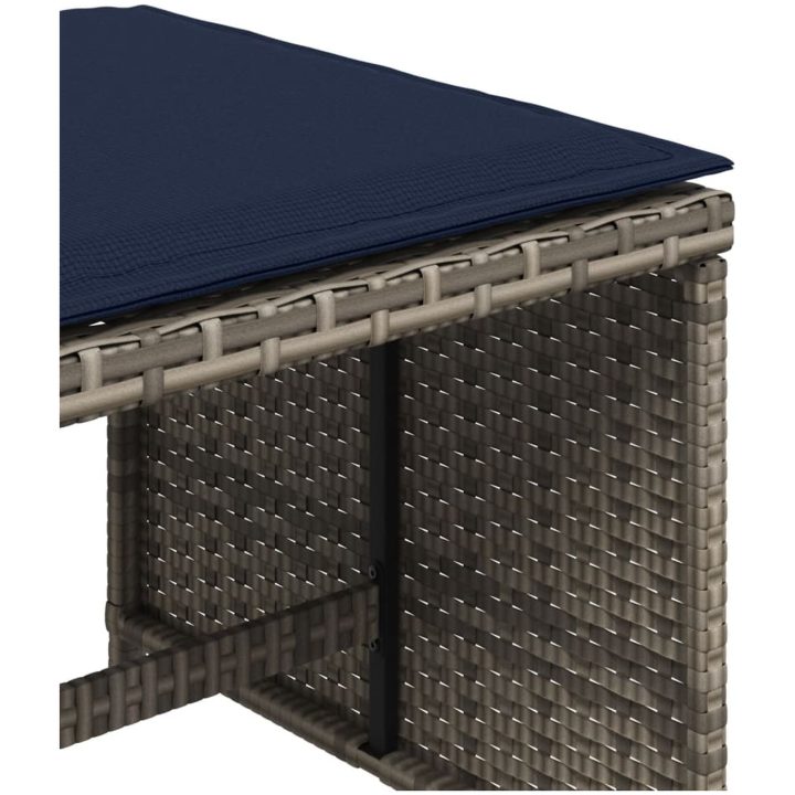 Trädgårdspallar med dynor 4 st grå 40x40x35 cm konstrotting vidaXL – bild 9