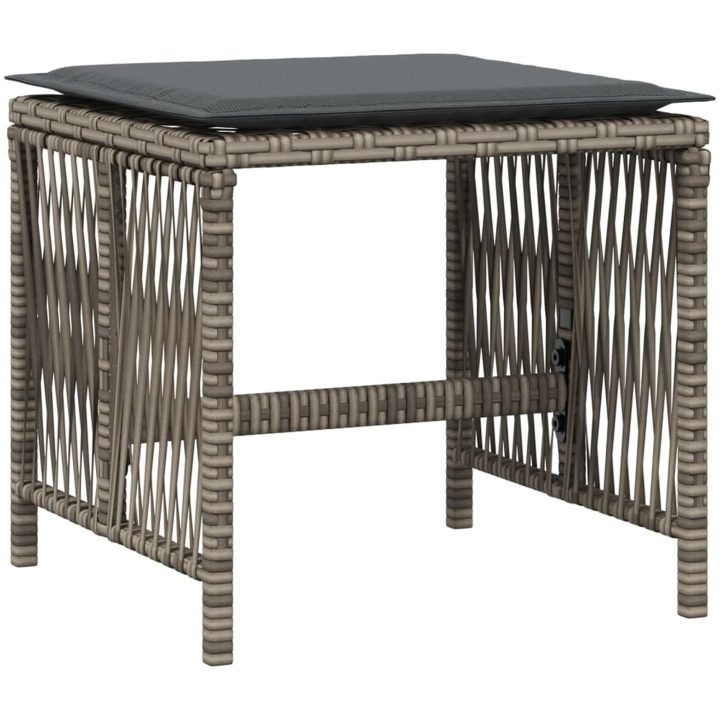 Trädgårdspallar med dynor 4 st grå 41x41x36 cm konstrotting vidaXL – bild 4