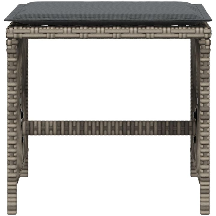 Trädgårdspallar med dynor 4 st grå 41x41x36 cm konstrotting vidaXL – bild 5