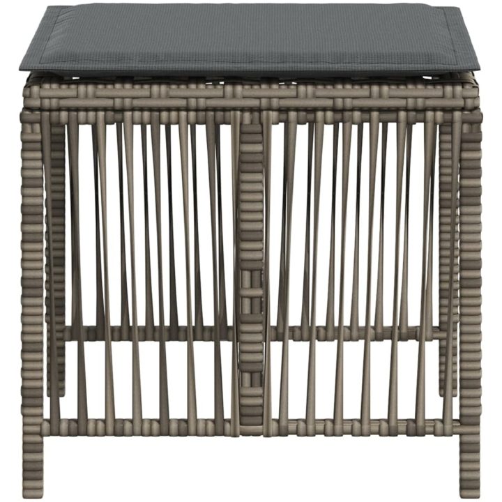 Trädgårdspallar med dynor 4 st grå 41x41x36 cm konstrotting vidaXL – bild 6