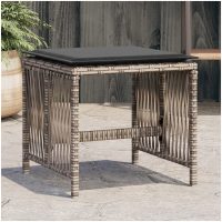 Trädgårdspallar med dynor 4 st grå 41x41x36 cm konstrotting vidaXL