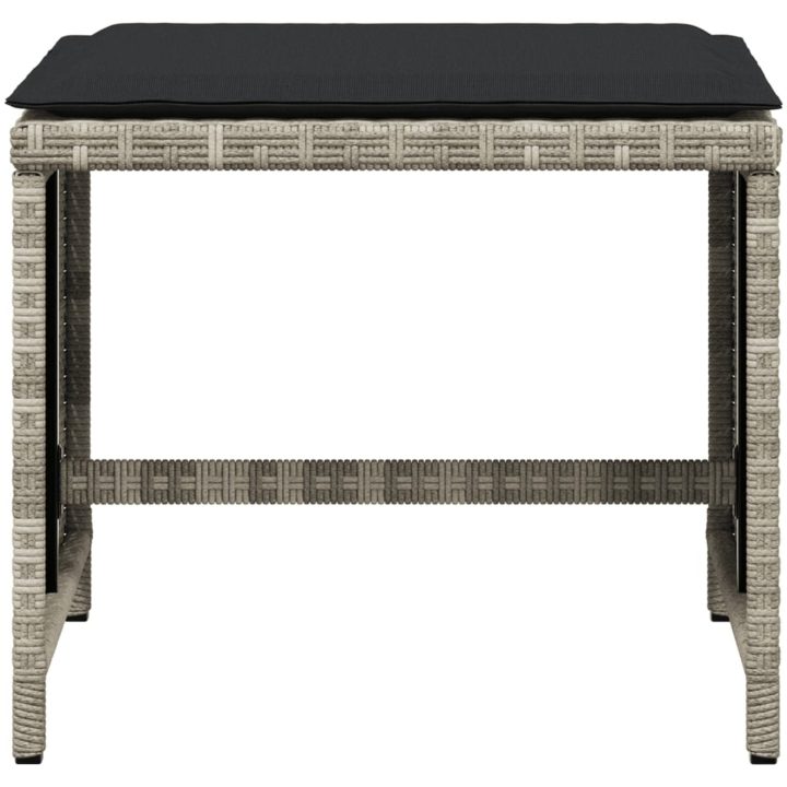 Trädgårdspallar med dynor 4 st ljusgrå 40x40x35 cm konstrotting vidaXL – bild 5