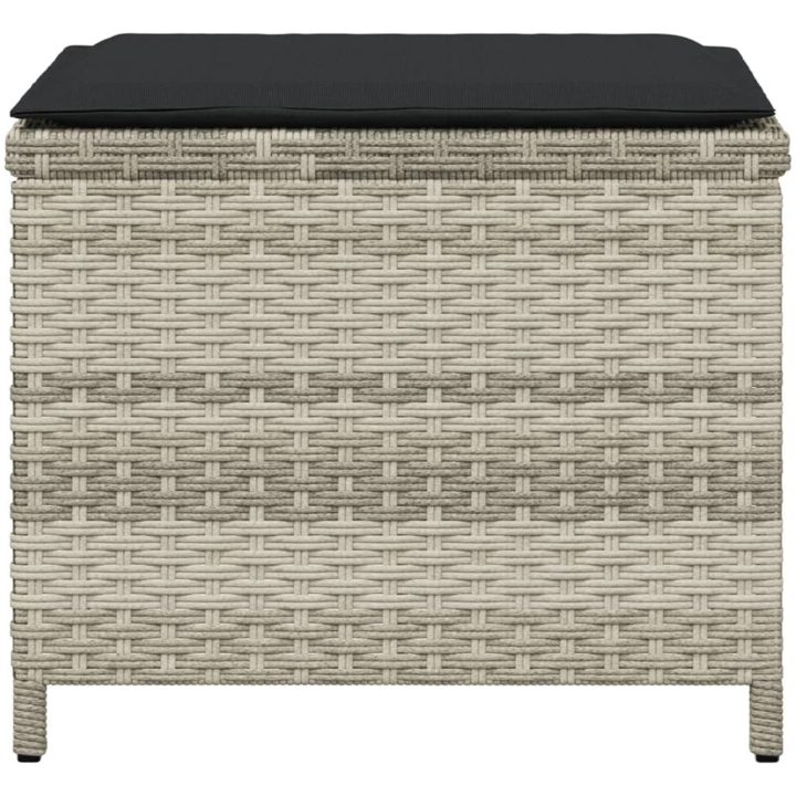 Trädgårdspallar med dynor 4 st ljusgrå 40x40x35 cm konstrotting vidaXL – bild 6