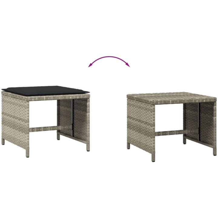 Trädgårdspallar med dynor 4 st ljusgrå 40x40x35 cm konstrotting vidaXL – bild 7