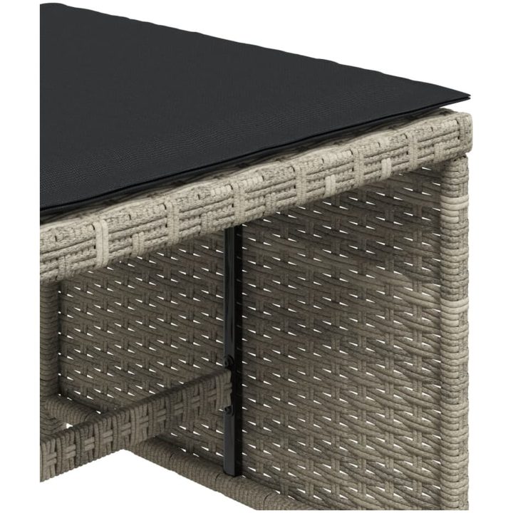 Trädgårdspallar med dynor 4 st ljusgrå 40x40x35 cm konstrotting vidaXL – bild 9