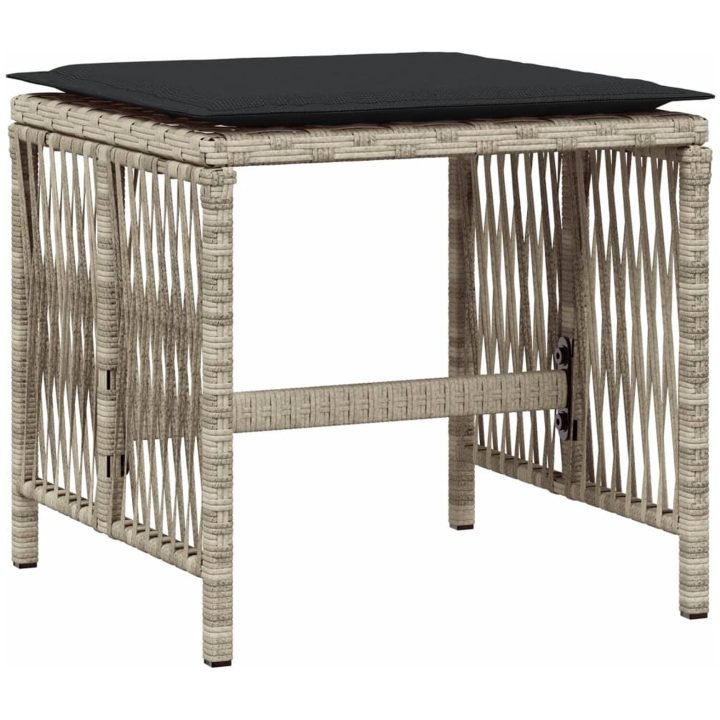 Trädgårdspallar med dynor 4 st ljusgrå 41x41x36 cm konstrotting vidaXL – bild 4