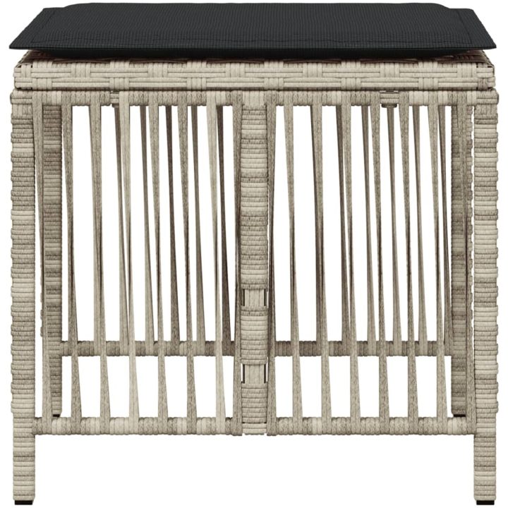 Trädgårdspallar med dynor 4 st ljusgrå 41x41x36 cm konstrotting vidaXL – bild 6