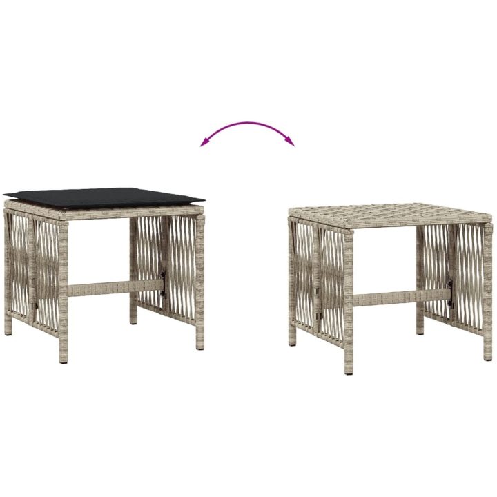 Trädgårdspallar med dynor 4 st ljusgrå 41x41x36 cm konstrotting vidaXL – bild 7