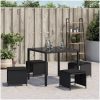 Trädgårdspallar med dynor 4 st svart 40x40x35 cm konstrotting vidaXL – miniatyr 4
