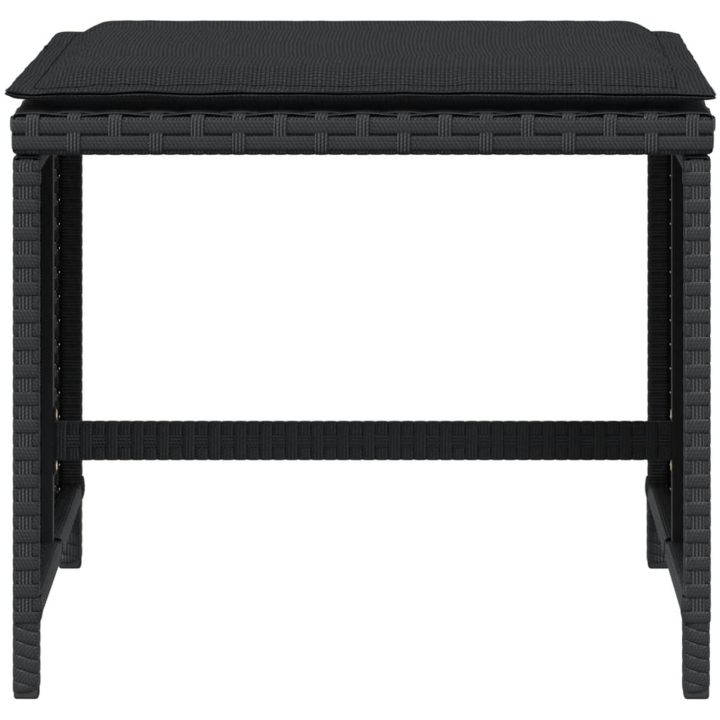 Trädgårdspallar med dynor 4 st svart 40x40x35 cm konstrotting vidaXL – bild 5