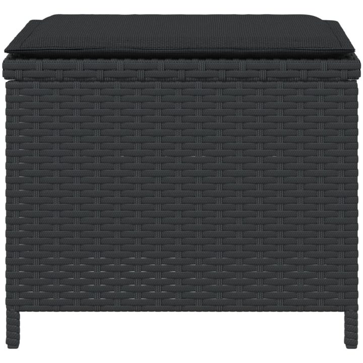 Trädgårdspallar med dynor 4 st svart 40x40x35 cm konstrotting vidaXL – bild 6