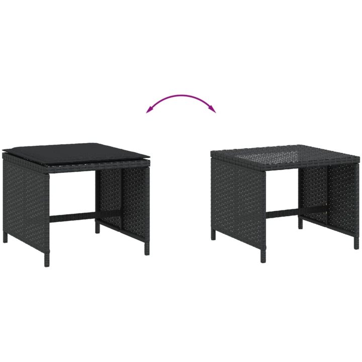 Trädgårdspallar med dynor 4 st svart 40x40x35 cm konstrotting vidaXL – bild 7