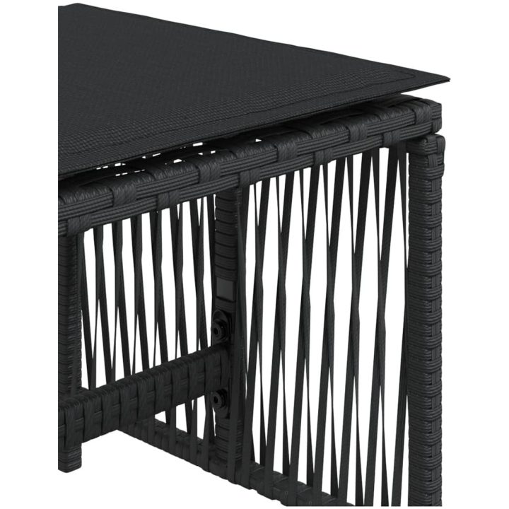 Trädgårdspallar med dynor 4 st svart 41x41x36 cm konstrotting vidaXL – bild 9