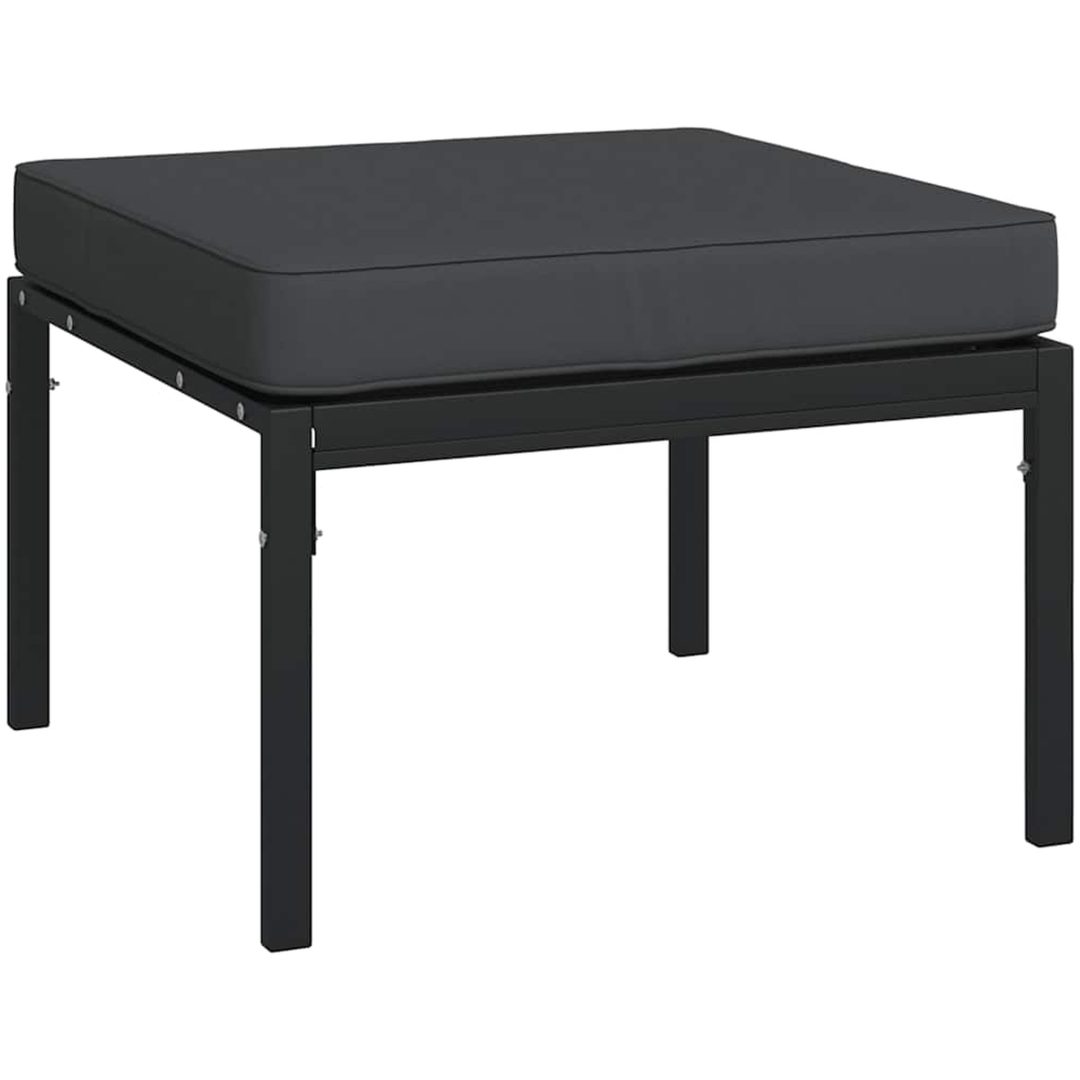 Trädgårdspallar med grå dynor 2 st 60x60x35 cm stål vidaXL – bild 3