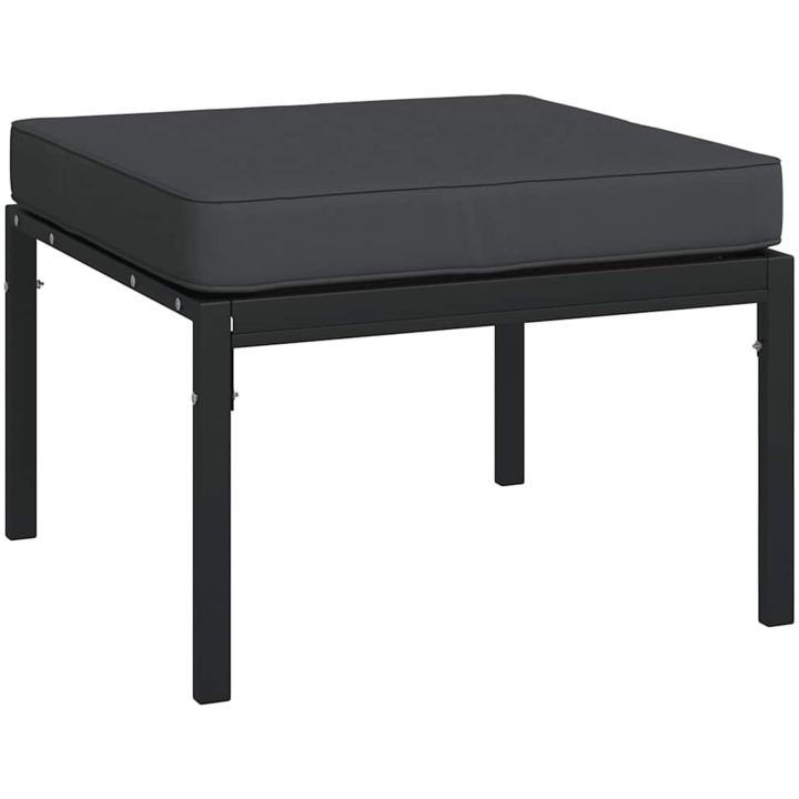 Trädgårdspallar med grå dynor 2 st 60x60x35 cm stål vidaXL – bild 3