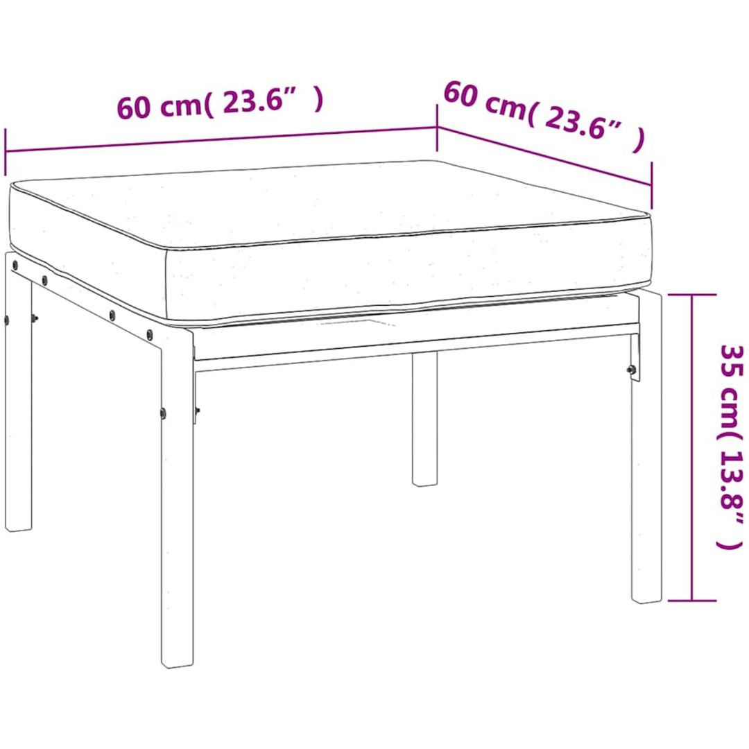 Trädgårdspallar med grå dynor 2 st 60x60x35 cm stål vidaXL – bild 7