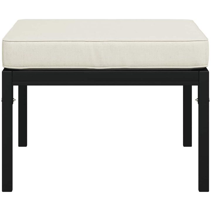 Trädgårdspallar med sandfärgade dynor 2 st 60x60x35 cm stål vidaXL – bild 4
